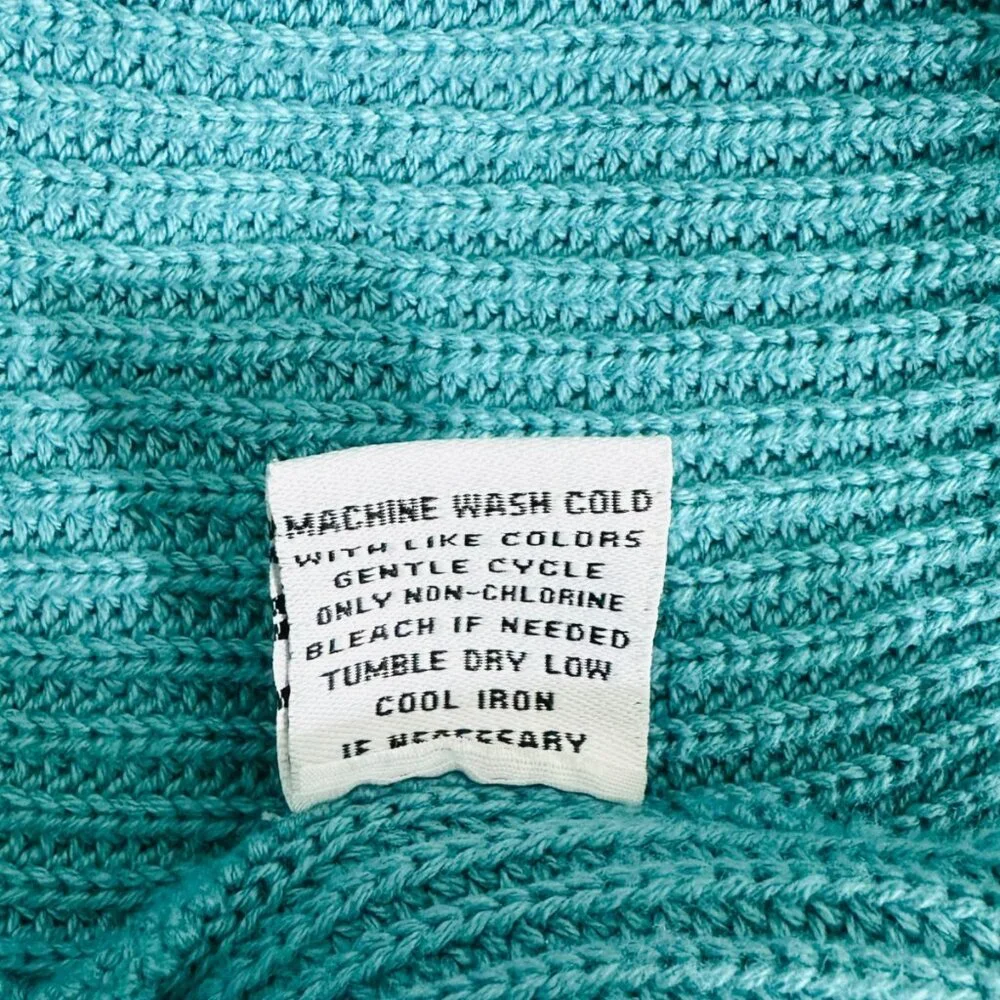 525 America Women's Size L Ombre Shaker Knit Cotton Cream Blue Sweater